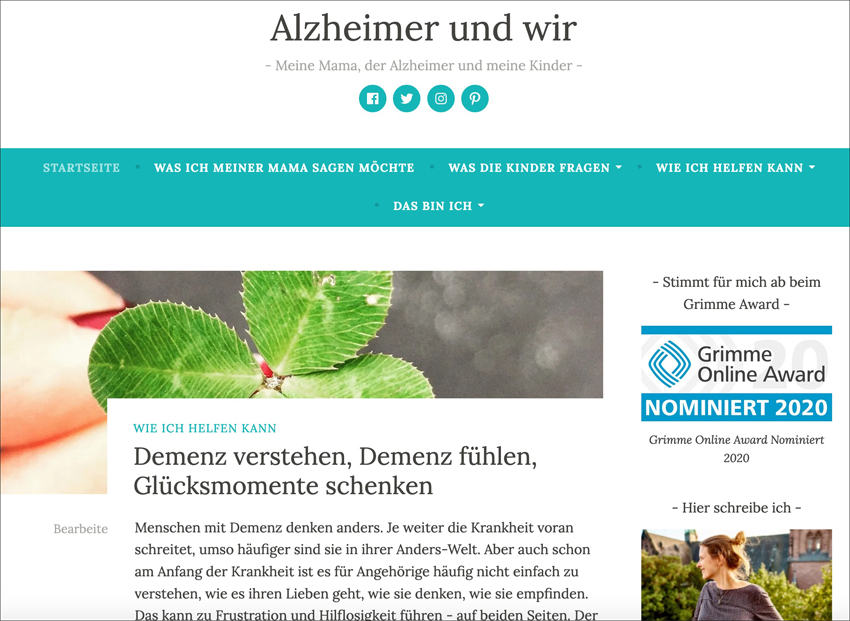 „Alzheimer und wir“: Blog von Baby-und-Familie-Redakteurin ist für den Grimme-Online-Award nominiert