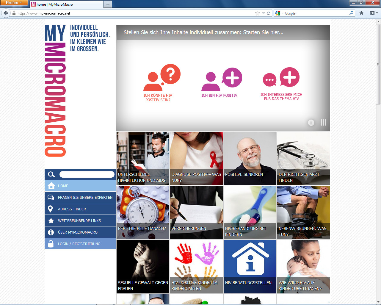 Jetzt online: my-micromacro.net - Das erste individuelle und ganz persönliche HIV-Portal